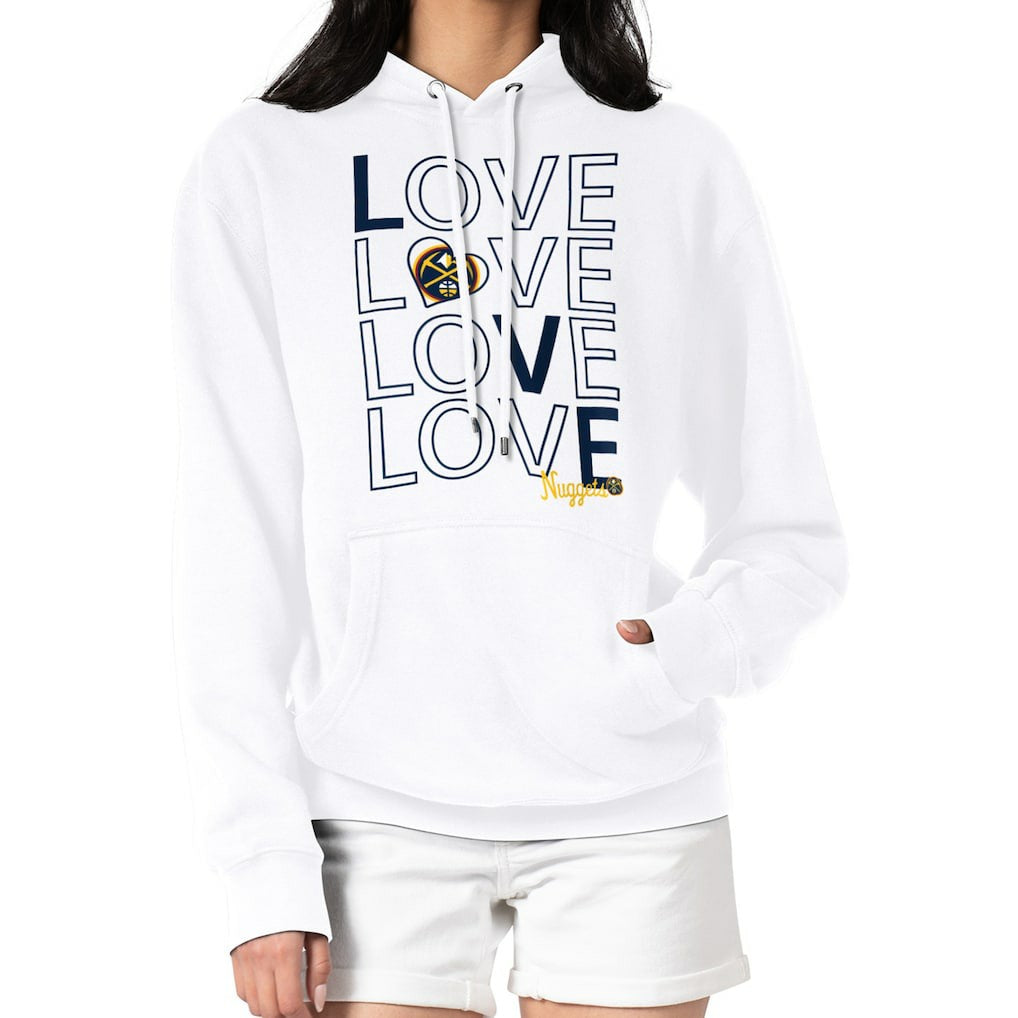 Denver Nuggets G-III 4Her by Carl Banks Women's Basketball Love Fleece Pullover Hoodie White - NBA