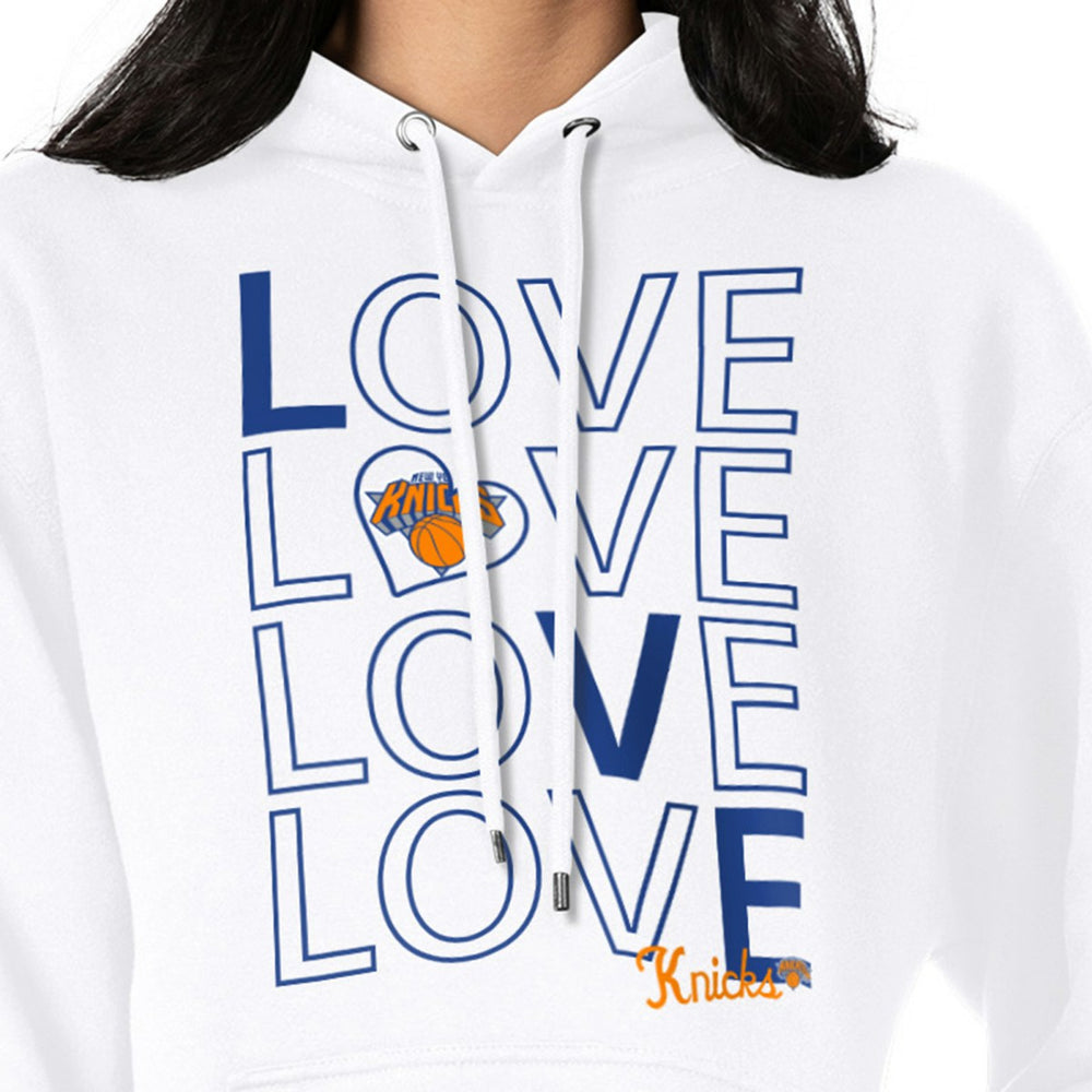 New York Knicks G-III 4Her by Carl Banks Women's Basketball Love Fleece Pullover Hoodie White - NBA
