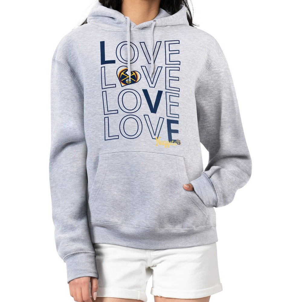 Denver Nuggets G-III 4Her by Carl Banks Women's Basketball Love Fleece Pullover Hoodie Heather Gray - NBA