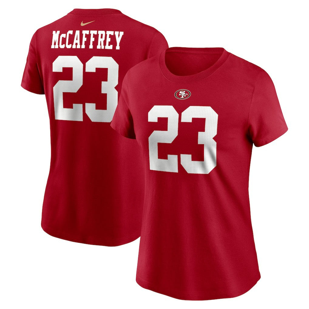 Christian McCaffrey San Francisco 49ers Women's Player Name & Number T-Shirt Scarlet | Nike for Sale