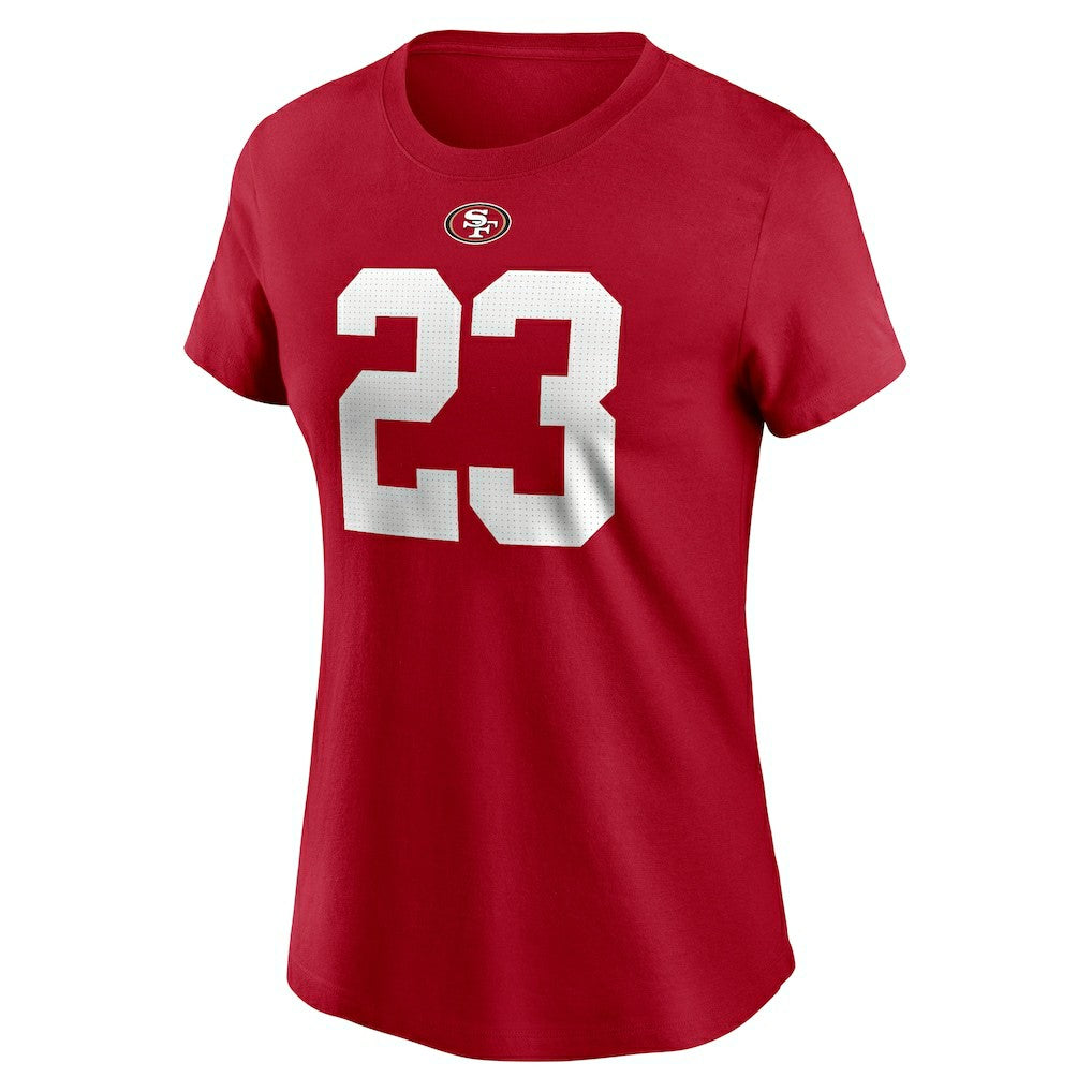 Christian McCaffrey San Francisco 49ers Women's Player Name & Number T-Shirt Scarlet | Nike for Sale
