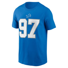 Aidan Hutchinson Detroit Lions Name & Number T-Shirt Blue | Nike for Sale