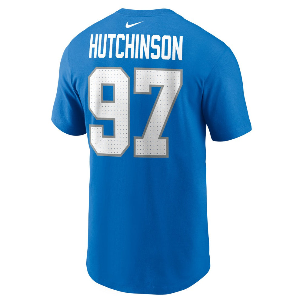 Aidan Hutchinson Detroit Lions Name & Number T-Shirt Blue | Nike for Sale