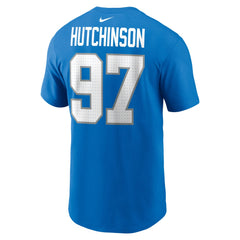 Aidan Hutchinson Detroit Lions Name & Number T-Shirt Blue | Nike for Sale