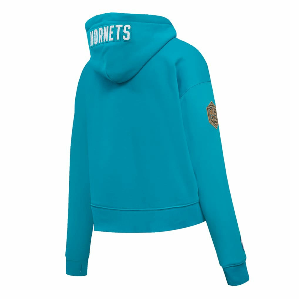 Charlotte Hornets Pro Standard Women's 2023/24 City Edition Cropped Pullover Hoodie Teal - NBA
