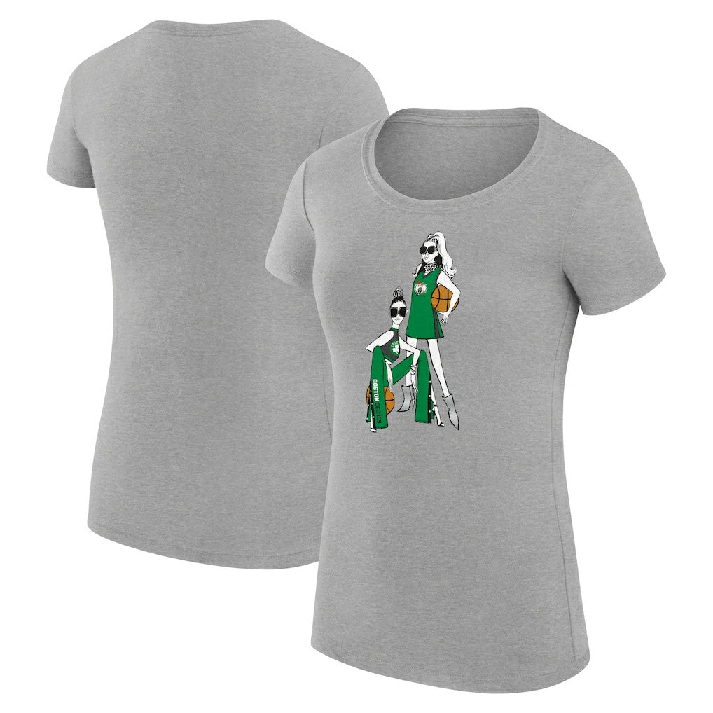 Boston Celtics G-III 4Her by Carl Banks Women's Super-Slim Fit Lightweight Basketball Girls T-Shirt Heather Gray - NBA
