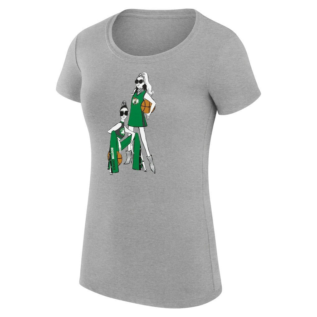 Boston Celtics G-III 4Her by Carl Banks Women's Super-Slim Fit Lightweight Basketball Girls T-Shirt Heather Gray - NBA