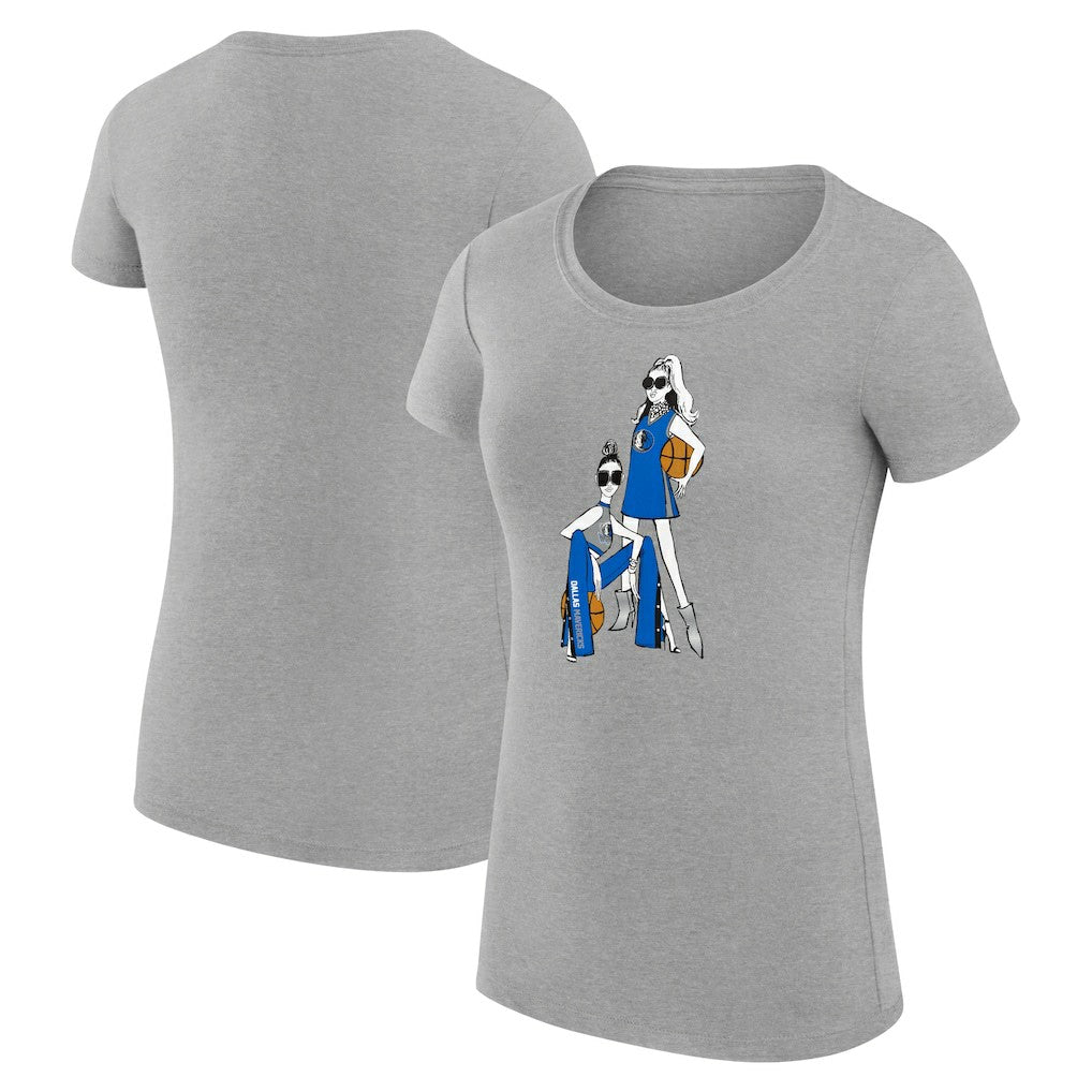 Dallas Mavericks G-III 4Her by Carl Banks Women's Super-Slim Fit Lightweight Basketball Girls T-Shirt Heather Gray - NBA