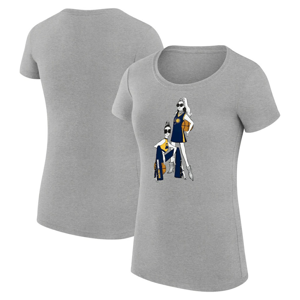 Indiana Pacers G-III 4Her by Carl Banks Women's Super-Slim Fit Lightweight Basketball Girls T-Shirt Heather Gray - NBA