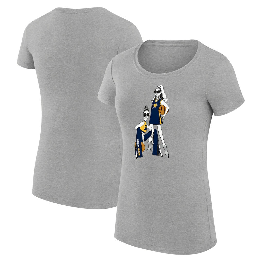 Indiana Pacers G-III 4Her by Carl Banks Women's Super-Slim Fit Lightweight Basketball Girls T-Shirt Heather Gray - NBA