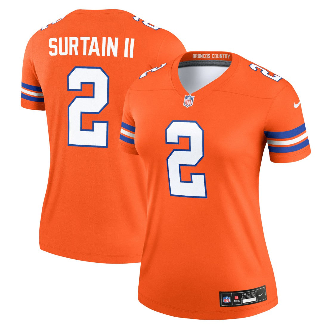 Patrick Surtain II Denver Broncos Women's Alternate Legend Player Performance Top Mile High Collection 1977 Throwback Orange | Nike for Sale