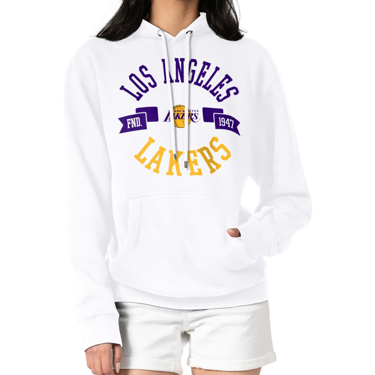 Los Angeles Lakers G-III 4Her by Carl Banks Women's City Pullover Hoodie White - NBA