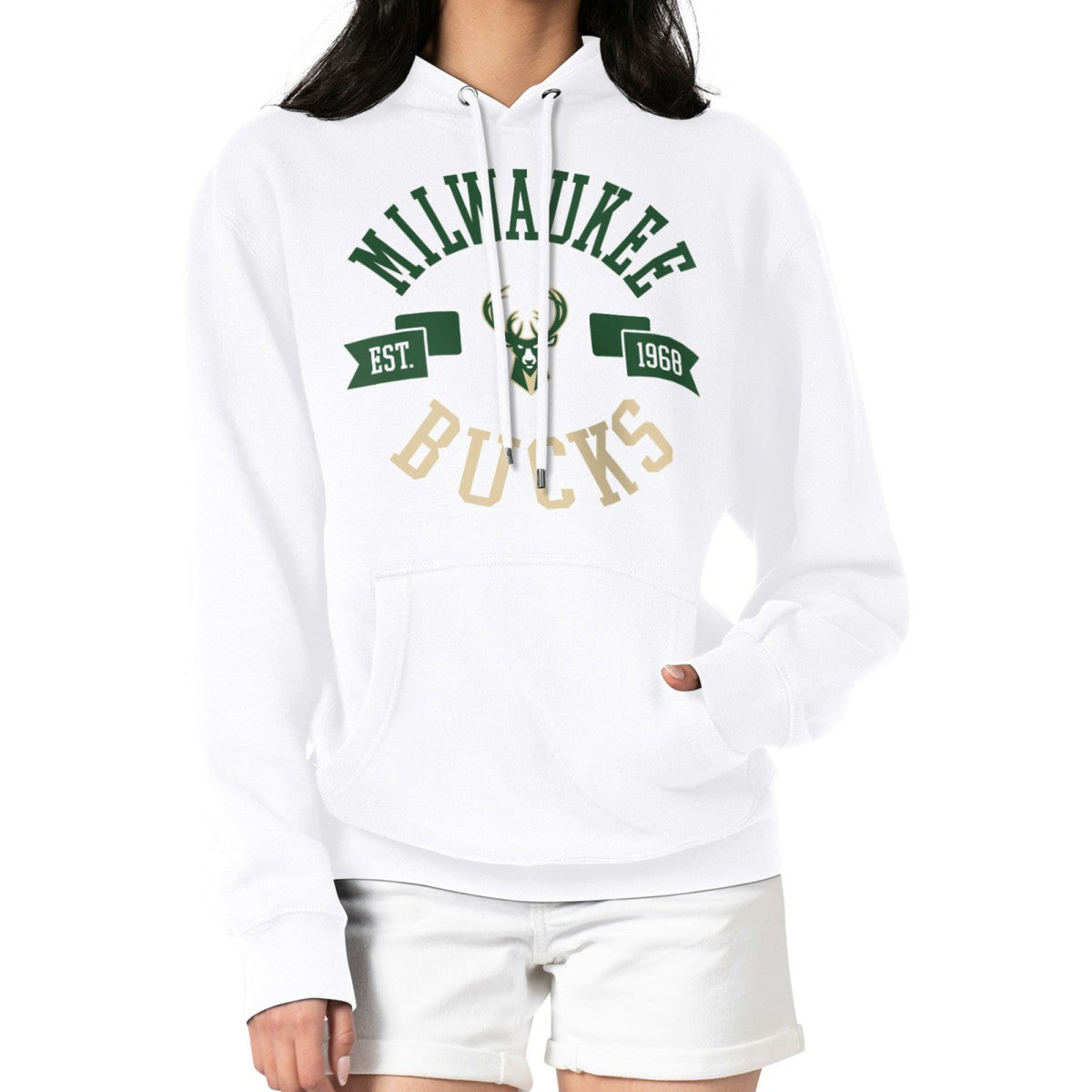 Milwaukee Bucks G-III 4Her by Carl Banks Women's City Pullover Hoodie White - NBA