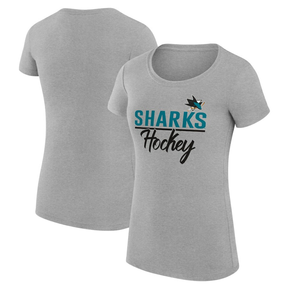 San Jose Sharks G-III 4Her by Carl Banks Women's Super-Slim Fit Lightweight Team Sport T-Shirt - Gray - NHL