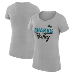 San Jose Sharks G-III 4Her by Carl Banks Women's Super-Slim Fit Lightweight Team Sport T-Shirt - Gray - NHL