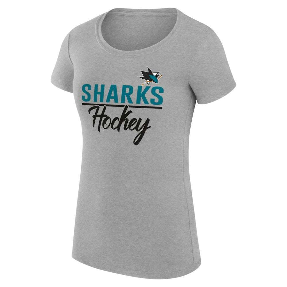 San Jose Sharks G-III 4Her by Carl Banks Women's Super-Slim Fit Lightweight Team Sport T-Shirt - Gray - NHL