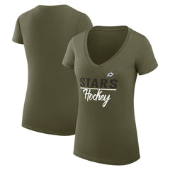 Dallas Stars G-III 4Her by Carl Banks Women's Super-Slim Fit Lightweight Team Sport V-Neck T-Shirt - Olive - NHL