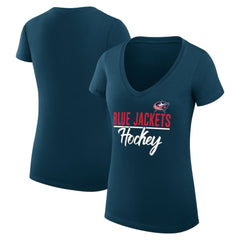Columbus Blue Jackets G-III 4Her by Carl Banks Women's Super-Slim Fit Lightweight Graphic T-Shirt - Navy - NHL