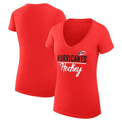 Carolina Hurricanes G-III 4Her by Carl Banks Women's Super-Slim Fit Lightweight Graphic V-Neck T-Shirt - Red - NHL