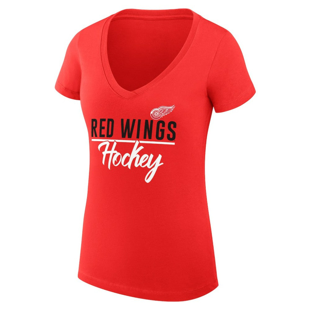 Detroit Red Wings G-III 4Her by Carl Banks Women's Super-Slim Fit Lightweight Graphic V-Neck T-Shirt - Red - NHL