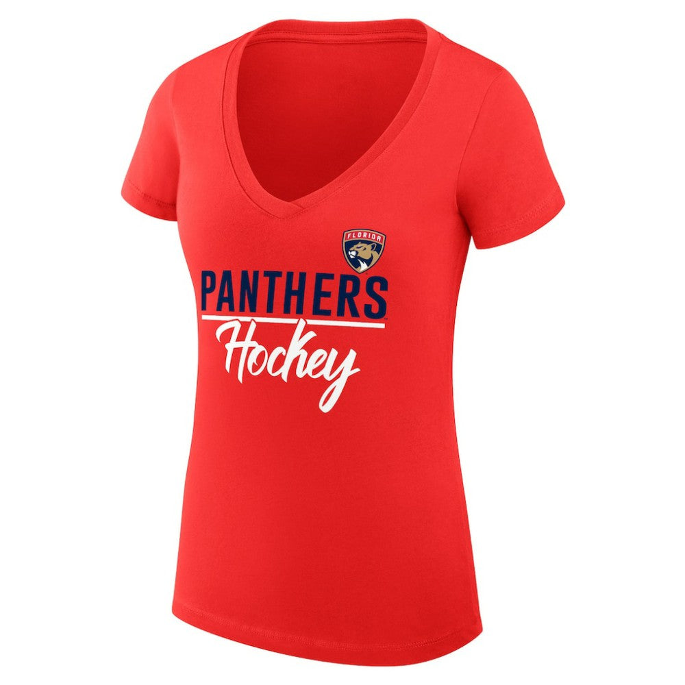 Florida Panthers G-III 4Her by Carl Banks Women's Super-Slim Fit Lightweight Graphic V-Neck T-Shirt - Red - NHL