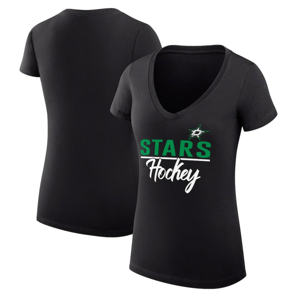 Dallas Stars G-III 4Her by Carl Banks Women's Super-Slim Fit Lightweight Graphic V-Neck T-Shirt - Black - NHL