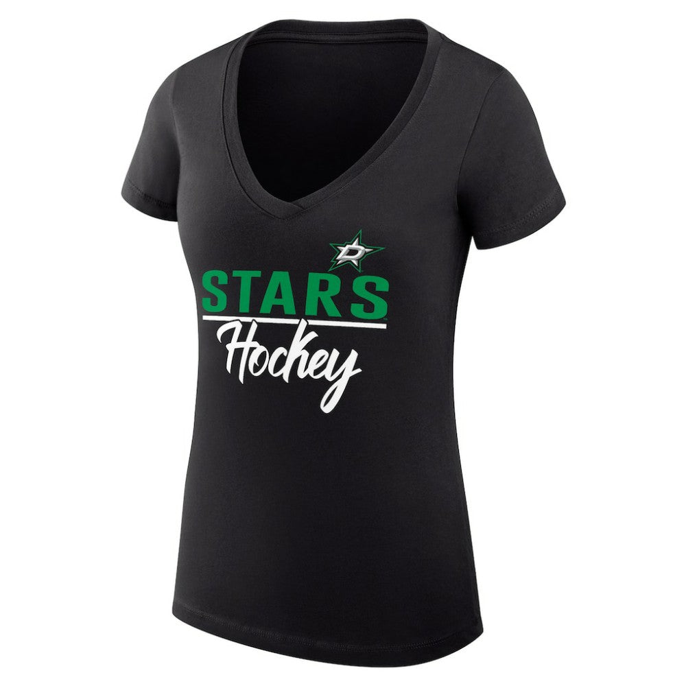 Dallas Stars G-III 4Her by Carl Banks Women's Super-Slim Fit Lightweight Graphic V-Neck T-Shirt - Black - NHL