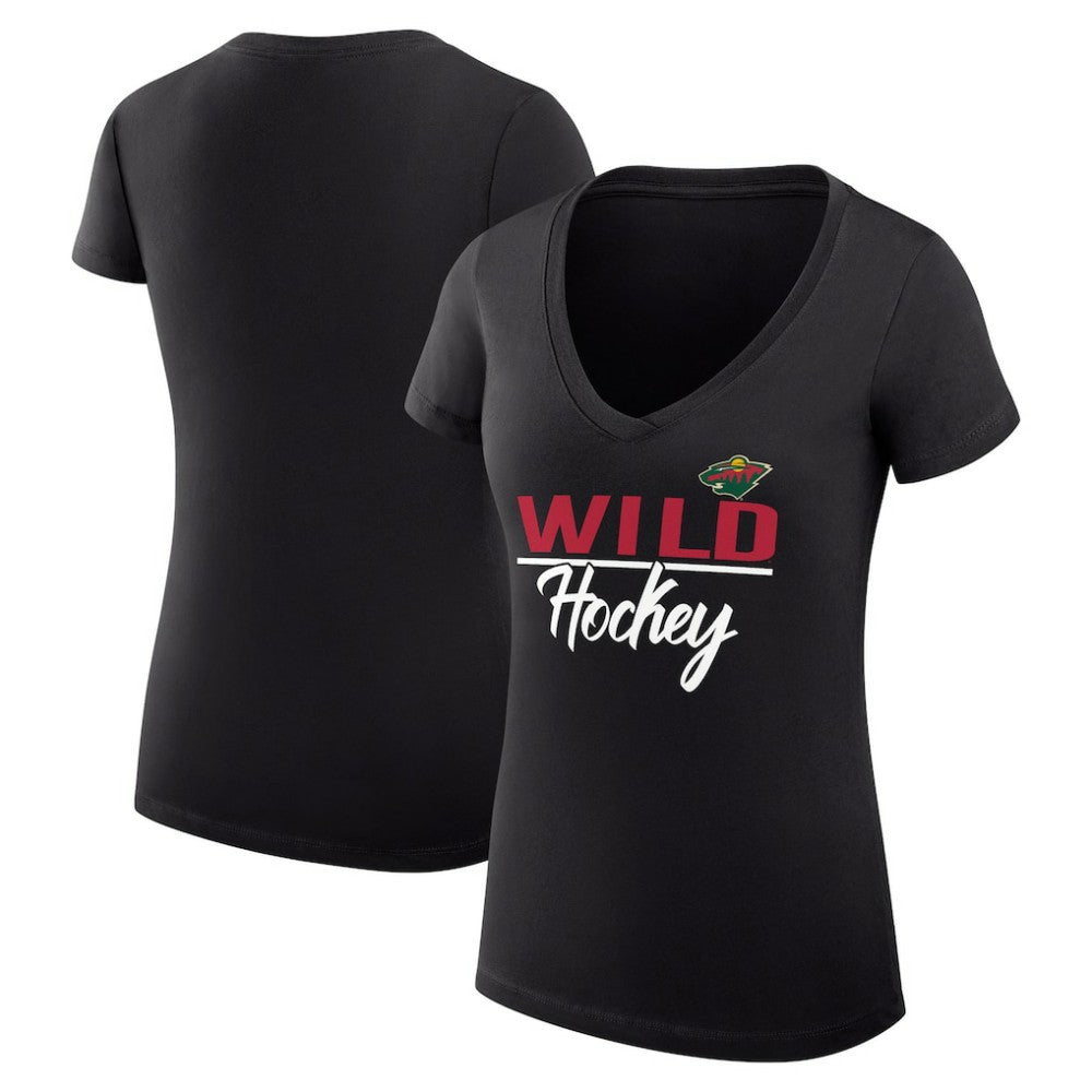 Minnesota Wild G-III 4Her by Carl Banks Women's Super-Slim Fit Lightweight Graphic V-Neck T-Shirt - Black - NHL