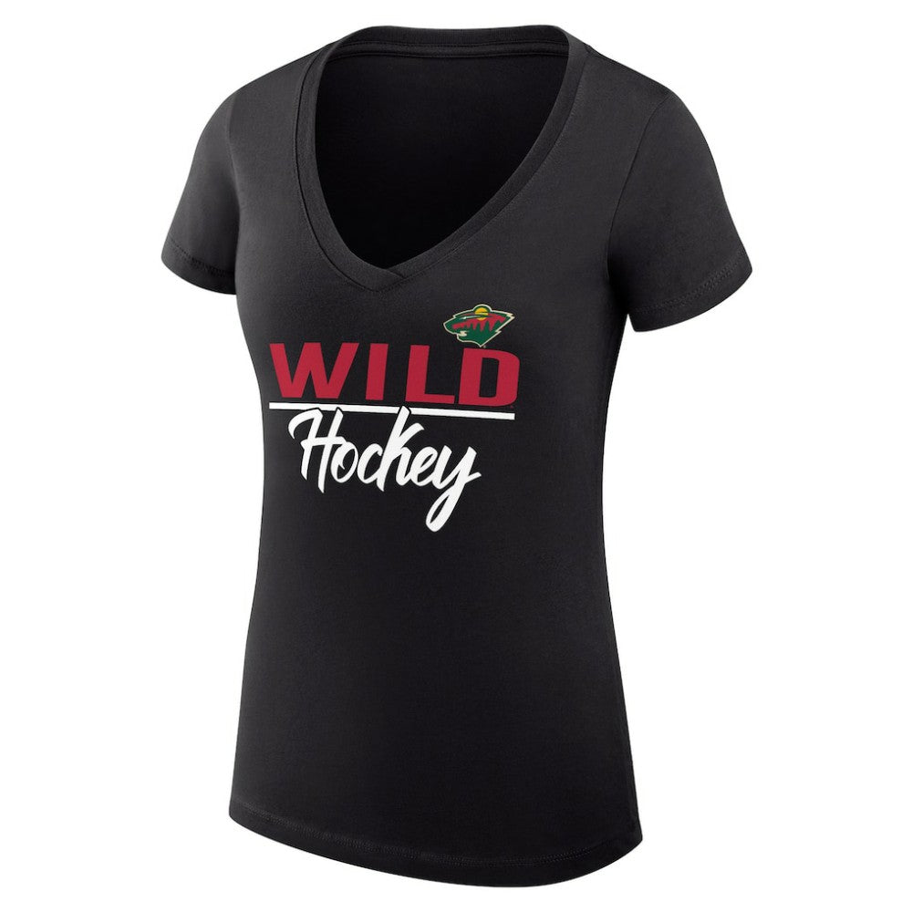 Minnesota Wild G-III 4Her by Carl Banks Women's Super-Slim Fit Lightweight Graphic V-Neck T-Shirt - Black - NHL