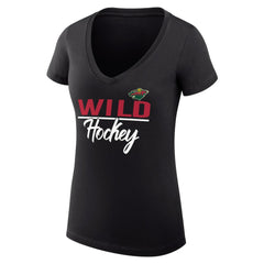 Minnesota Wild G-III 4Her by Carl Banks Women's Super-Slim Fit Lightweight Graphic V-Neck T-Shirt - Black - NHL