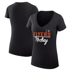 Philadelphia Flyers G-III 4Her by Carl Banks Women's Super-Slim Fit Lightweight Graphic V-Neck T-Shirt - Black - NHL