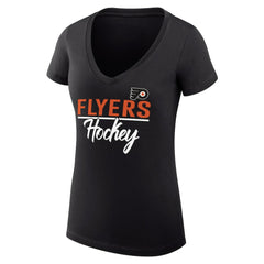 Philadelphia Flyers G-III 4Her by Carl Banks Women's Super-Slim Fit Lightweight Graphic V-Neck T-Shirt - Black - NHL