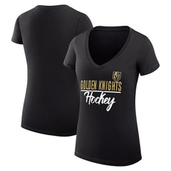 Vegas Golden Knights G-III 4Her by Carl Banks Women's Super-Slim Fit Lightweight Graphic V-Neck T-Shirt - Black - NHL