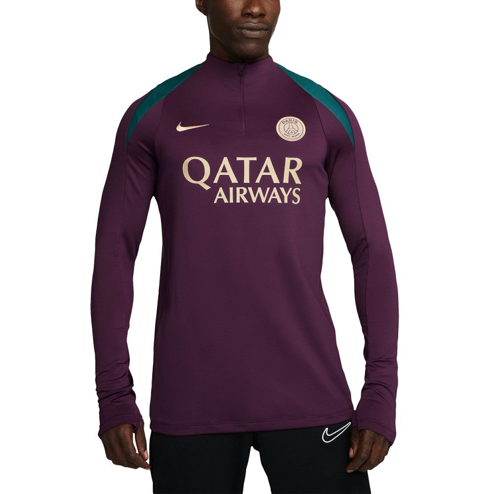 Paris Saint-Germain 2024/25 Strike Drill Performance Quarter-Zip Long Sleeve Top Burgundy | Nike