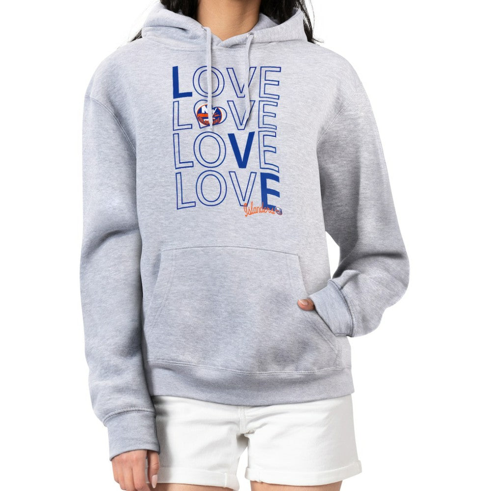 New York Islanders G-III 4Her by Carl Banks Women's Hockey Love Fleece Pullover Hoodie - Gray - NHL