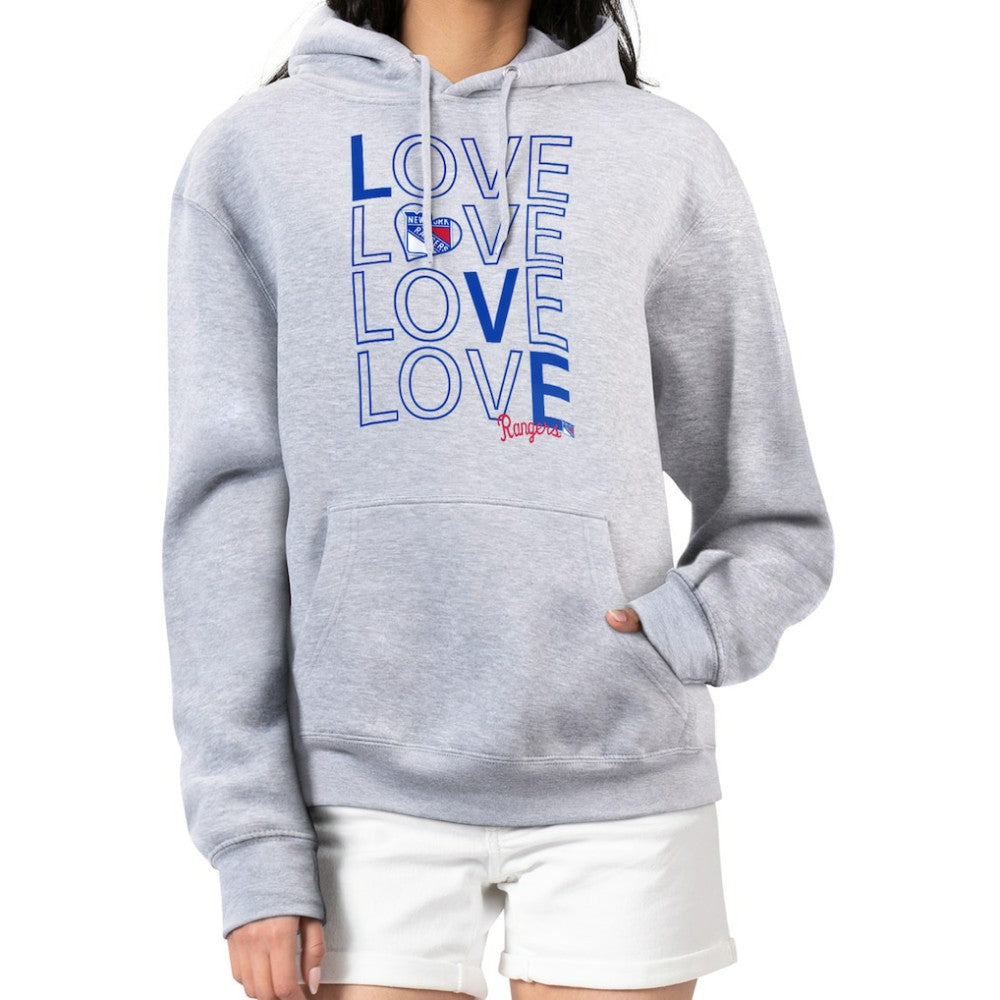 New York Rangers G-III 4Her by Carl Banks Women's Hockey Love Fleece Pullover Hoodie - Gray - NHL