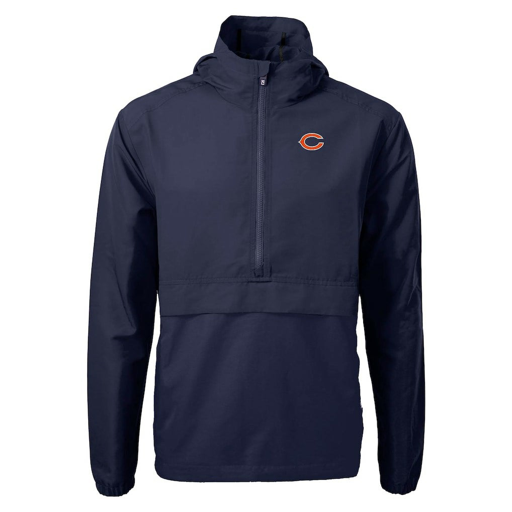 Chicago Bears Cutter & Buck Charter Eco Recycled Anorak Half-Zip Jacket Navy | NFL