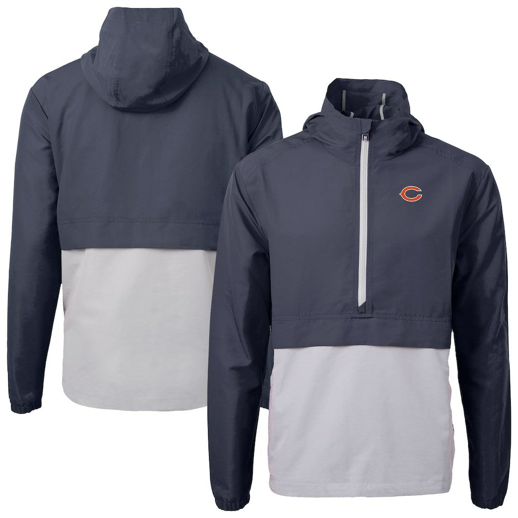 Chicago Bears Cutter & Buck Charter Eco Recycled Anorak Half-Zip Jacket Blue | NFL