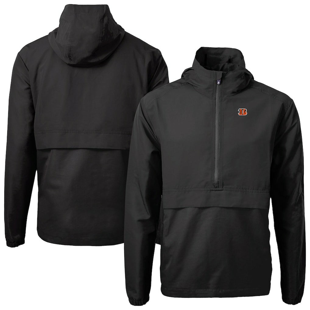 Cincinnati Bengals Cutter & Buck Charter Eco Recycled Anorak Half-Zip Jacket Black | NFL