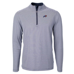 Buffalo Bills Cutter & Buck Virtue Eco Pique Micro Stripe Recycled Quarter-Zip Pullover Top Navy/White | NFL