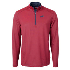 Buffalo Bills Cutter & Buck Virtue Eco Pique Micro Stripe Recycled Quarter-Zip Pullover Top Red/Navy | NFL
