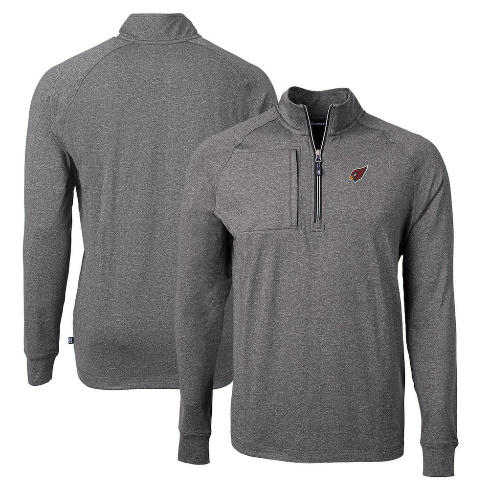Arizona Cardinals Cutter & Buck Adapt Eco Knit Quarter-Zip Pullover Top Heather Black | NFL