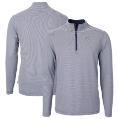 Chicago Bears Cutter & Buck Virtue Eco Pique Micro Stripe Recycled Quarter-Zip Pullover Top Navy/White | NFL