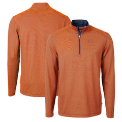Chicago Bears Cutter & Buck Virtue Eco Pique Micro Stripe Recycled Quarter-Zip Pullover Top Orange/Navy | NFL