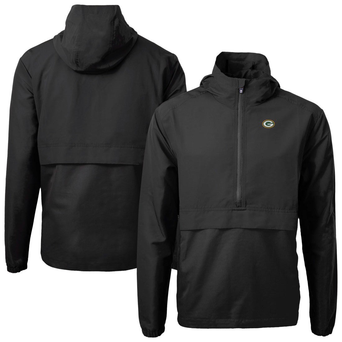 Green Bay Packers Cutter & Buck Charter Eco Recycled Anorak Half-Zip Jacket Black | NFL