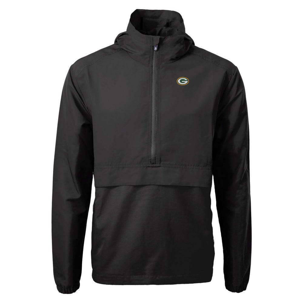 Green Bay Packers Cutter & Buck Charter Eco Recycled Anorak Half-Zip Jacket Black | NFL