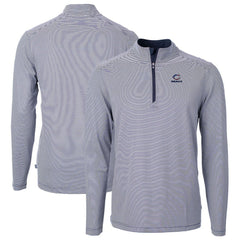 Chicago Bears Cutter & Buck Virtue Eco Pique Micro Stripe Recycled Quarter-Zip Pullover Top Navy/White | NFL