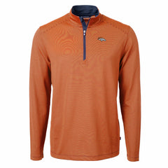 Denver Broncos Cutter & Buck Virtue Eco Pique Micro Stripe Recycled Quarter-Zip Pullover Top Orange/Navy | NFL