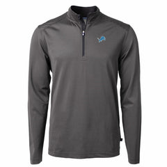 Detroit Lions Cutter & Buck Virtue Eco Pique Micro Stripe Recycled Quarter-Zip Pullover Top Black/Gray | NFL