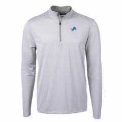 Detroit Lions Cutter & Buck Virtue Eco Pique Micro Stripe Recycled Quarter-Zip Pullover Top Gray/White | NFL